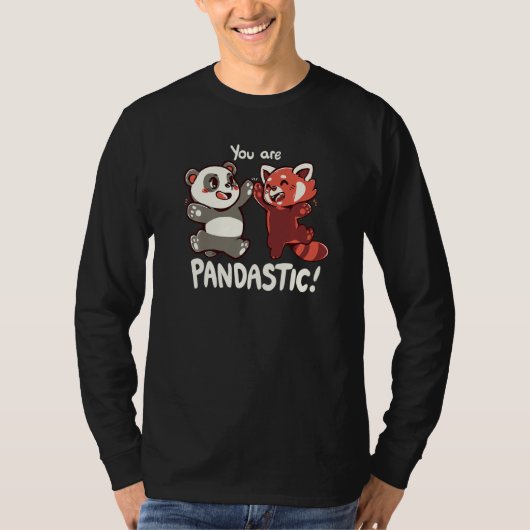Je bent Pandastic High Five Rode Panda en Panda T-shirt (Voorkant)