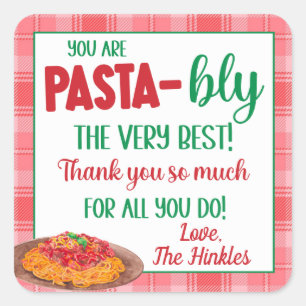 Je bent pasta-Bly de beste cadeau Vierkante Sticker