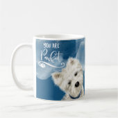 Je bent Pawfect, Westie Poodle Dog Fun Dog Blue Koffiemok (Links)