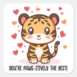 Je bent paws-itief de beste! Valentijn tijgerhaai Vierkante Sticker