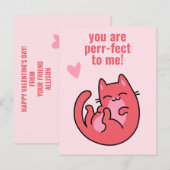 Je bent perr-fect! Cute Cat Classroom Valentijn Briefkaart (Voorkant / Achterkant)