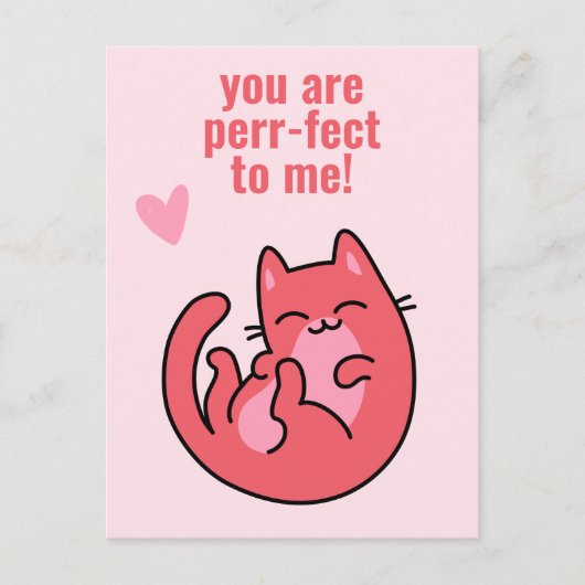 Je bent perr-fect! Cute Cat Classroom Valentijn Briefkaart (Voorkant)