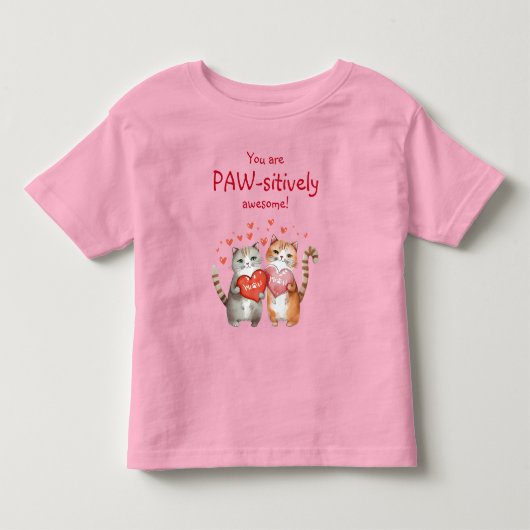 Je Bent Poot-positief Geweldig Rode en Roze Kat Kinder Shirts (Voorkant)