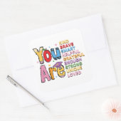 Je bent positieve bevestigingen kleurrijk vierkante sticker (Envelop)