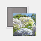 Je bent prachtig! Magnet Sunlit Hydrangea Flowers (Voorkant / Achterkant)