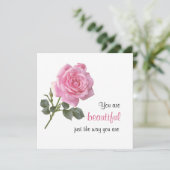 Je bent prachtig, net zoals je bent en roze Rose Kaart (Staand voorkant)