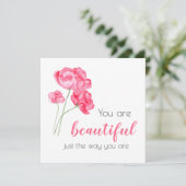 Je bent prachtig net zoals je roze bloem bent kaart (Staand voorkant)