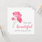 Je bent prachtig net zoals je roze bloem bent kaart (Voorkant / Achterkant in situ)