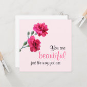 Je bent prachtig net zoals je roze bloem bent kaart (Voorkant / Achterkant in situ)