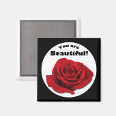 "Je bent prachtig" Red Rose Magnet (Voorkant / Achterkant)