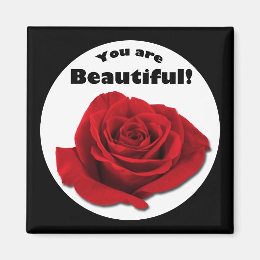 "Je bent prachtig" Red Rose Magnet (Voorkant)