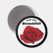"Je bent prachtig" Red Rose Magnet (Voorkant / Achterkant)