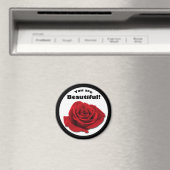 "Je bent prachtig" Red Rose Magnet (Insitu (Vaatwasser))