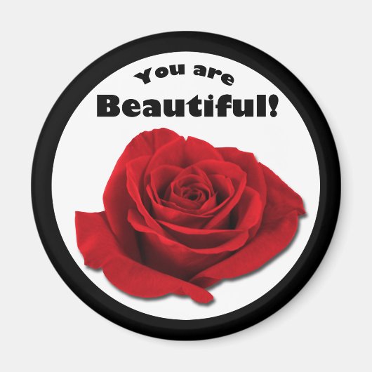 "Je bent prachtig" Red Rose Magnet (Voorkant)
