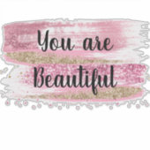 Je bent prachtig roze glitter sticker (Voorkant)