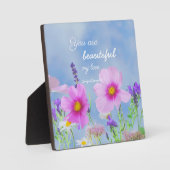 Je bent prachtige Bijbelse Verse Quote Wilde Flowe Fotoplaat (Voorkant)