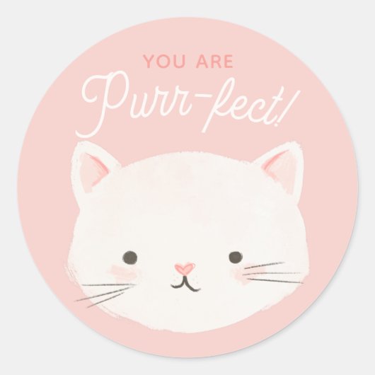 Je bent prufect Kitty Cat Classroom Valentine Day Ronde Sticker (Voorkant)
