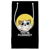 Je bent Purrdy Funny Cat Pun Dark BG Klein Cadeauzakje (Voorkant)