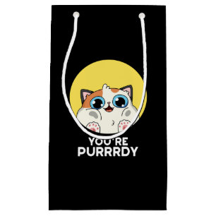 Je bent Purrdy Funny Cat Pun Dark BG Klein Cadeauzakje