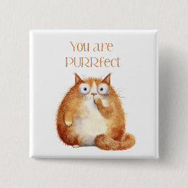 je bent purrfect - oranje kat badge vierkante button 5,1 cm