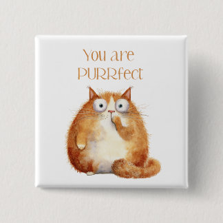 je bent purrfect - oranje kat badge vierkante button 5,1 cm