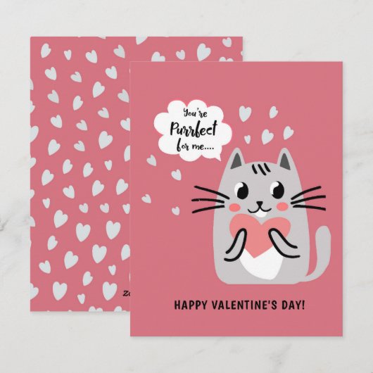 Je bent Purrfect voor mij Cat Valentijnsdag Feestdagenkaart (Voorkant / Achterkant)