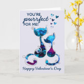 Je bent Purrfect Waterverf Cat Valentijnsdag Kaart (Gele Bloem)