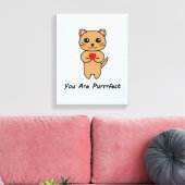 Je bent Purrrfect - Blauwe Achtergrond Canvas Afdruk (Insitu (Woonkamer))