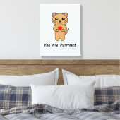 Je bent Purrrfect - Blauwe Achtergrond Canvas Afdruk (Insitu (Slaapkamer))