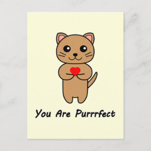 Je bent Purrrfect - Gele Achtergrond (Verticaal) Briefkaart