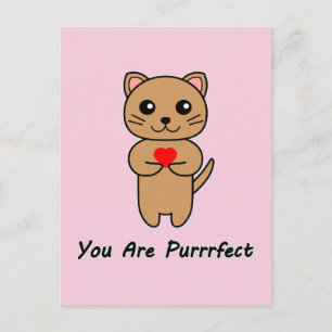Je bent Purrrfect - Roze Achtergrond (Verticaal) Briefkaart