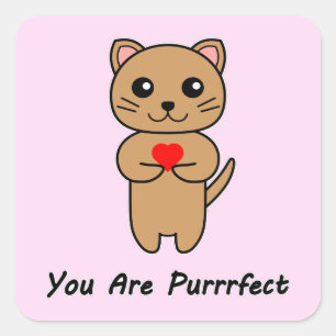 Je bent Purrrfect - Roze Achtergrond Vierkante Sticker