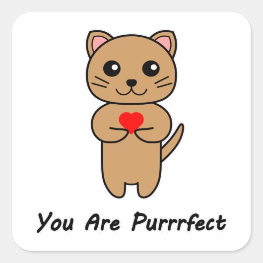 Je bent Purrrfect Vierkante Sticker (Voorkant)