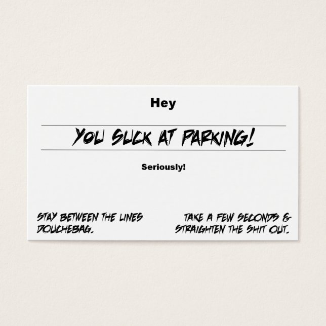 Je bent slecht bij het parkeren visitekaartjes (Voorkant)