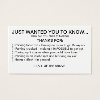 JE BENT SLECHT BIJ HET PARKEREN VISITEKAARTJES