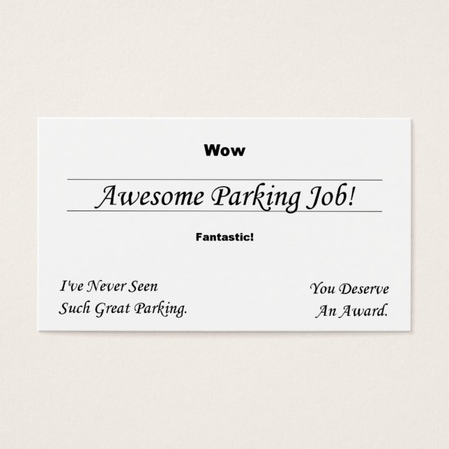 Je bent slecht bij het parkeren visitekaartjes (Voorkant)