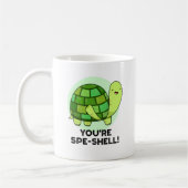 Je bent Spe-shell Funny Tortoise Pun Koffiemok (Links)