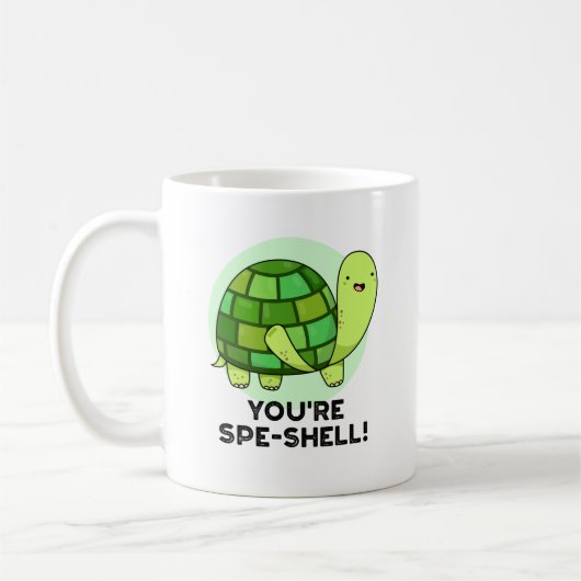 Je bent Spe-shell Funny Tortoise Pun Koffiemok (Links)