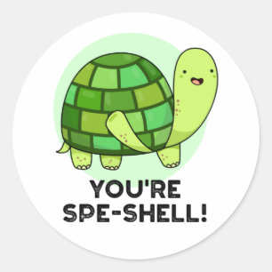 Je bent Spe-shell Funny Tortoise Pun Ronde Sticker