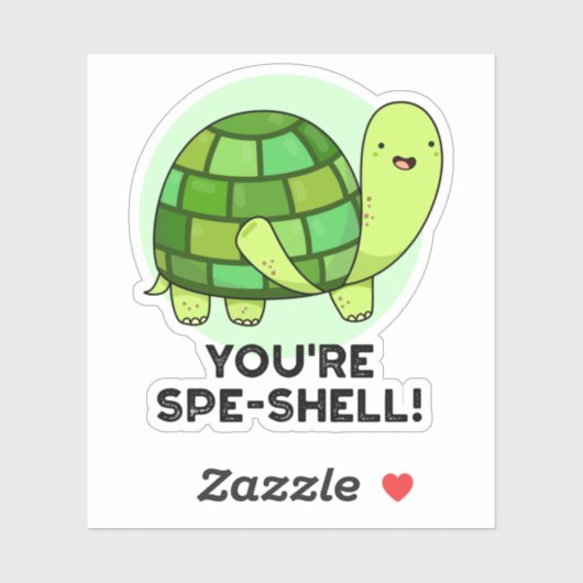 Je bent Spe-shell Funny Tortoise Pun Sticker (Vel)
