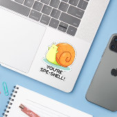 Je bent Spe-shell Grappig Slakken Spel  Sticker (Laptop met iPhone)