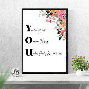Je bent speciaal Christelijke bloemige aquarel Poster