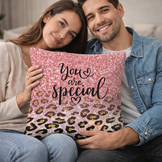 Je Bent Speciaal Roze Glitter Luipaardprint Kussen