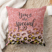 Je Bent Speciaal Roze Glitter Luipaardprint Kussen (Deken)