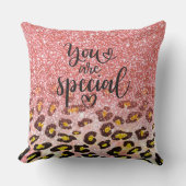 Je Bent Speciaal Roze Glitter Luipaardprint Kussen (Voorkant)