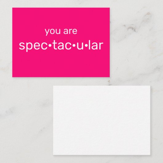 Je bent spectaculaire, roze fuchsia modern notitiekaartje (Voorkant / Achterkant)