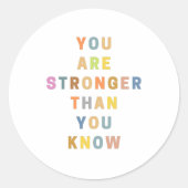 Je bent sterker dan je weet - kleurrijk ronde sticker (Voorkant)