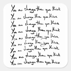 Je bent STRONGER dan je denkt! citaat Vierkante Sticker