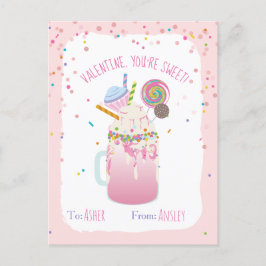 Je bent Sweet Crazy Milkshake Snoep Kinder Valenti Briefkaart
