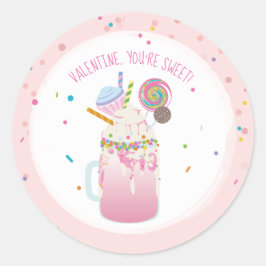 Je bent Sweet Valentijn Crazy Milkshake Sprinkles Ronde Sticker